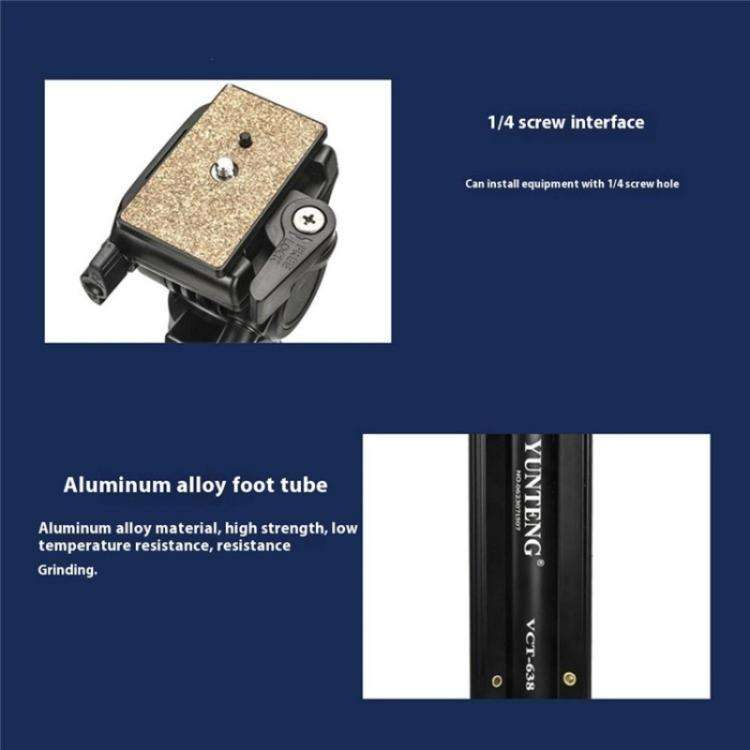 YUNTENG 638 Aluminum Alloy Extendable Stand Phone Holder Camera Tripod Monopod