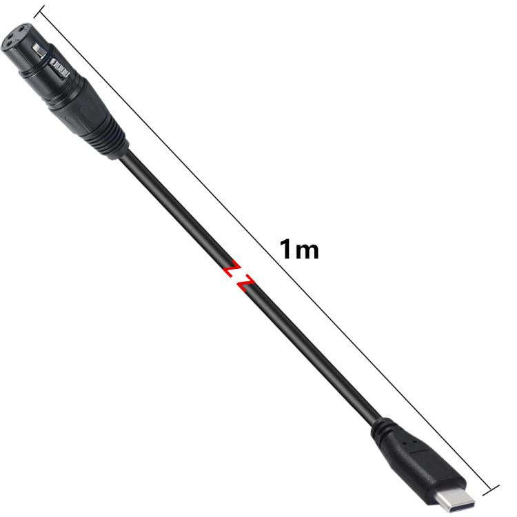 Type-C Male to XLR Male JUNSUNMAY Microphone Phone Audio Adapter Cable, Length: 1m