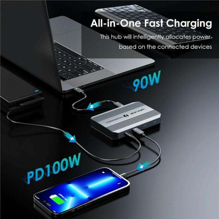 WAVLINK UTD49T 100W PD Input USB-A High Speed Data Transfer Adapter Thunderbolt 4 Hub(EU Plug)