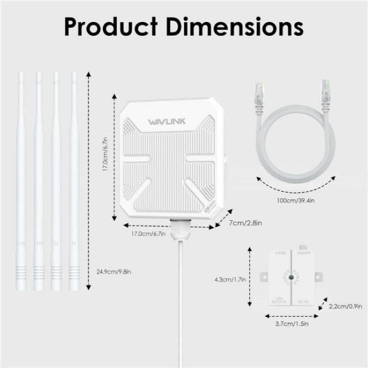 WAVLINK WN588HA2 AP Repeater WiFi Signal Booster AC1200 Dual Band WiFi Extender, Plug:UK Plug