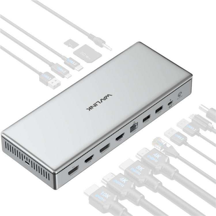 WAVLINK WL-UG75PD1-DH2 USB-C / Type-C Displaylink DL7400 Docking Station Support Quad Display(AU ...