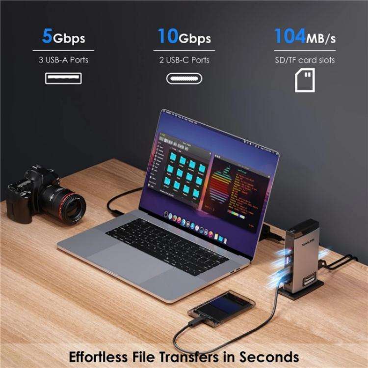 WAVLINK WL-UG69PD13Pro DisplayLink Docking Station 15 in 1 USB-C Hub for MacBook Laptop(AU Plug)