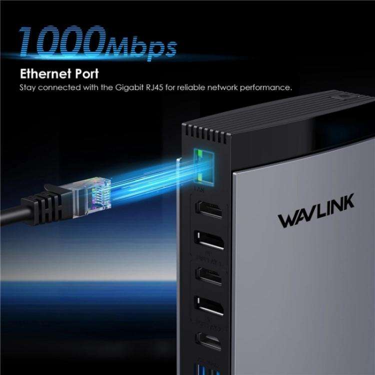 WAVLINK WL-UG69PD13Pro DisplayLink Docking Station 15 in 1 USB-C Hub for MacBook Laptop(UK Plug)