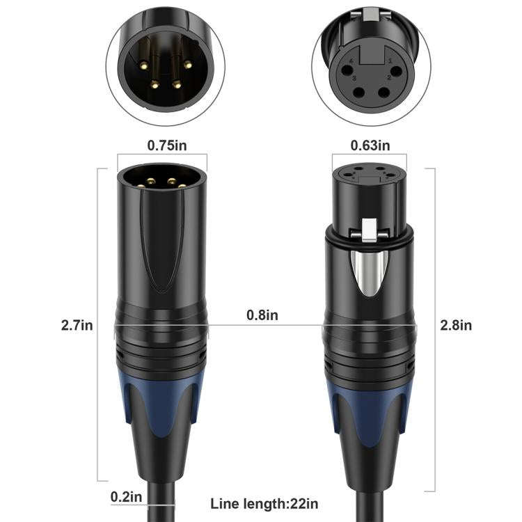 JUNSUNMAY 4 Pin XLR Male to Female Headphone Audio Adapter Cable, Length:1.8m
