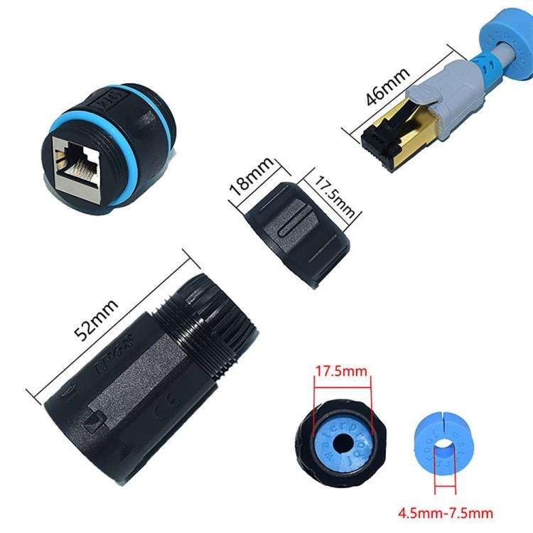 JUNSUNMAY IP68 Shielded Pure Copper Waterproof Gigabit RJ45 Ethernet Coupler for Cat5/Cat5e/Cat6/...