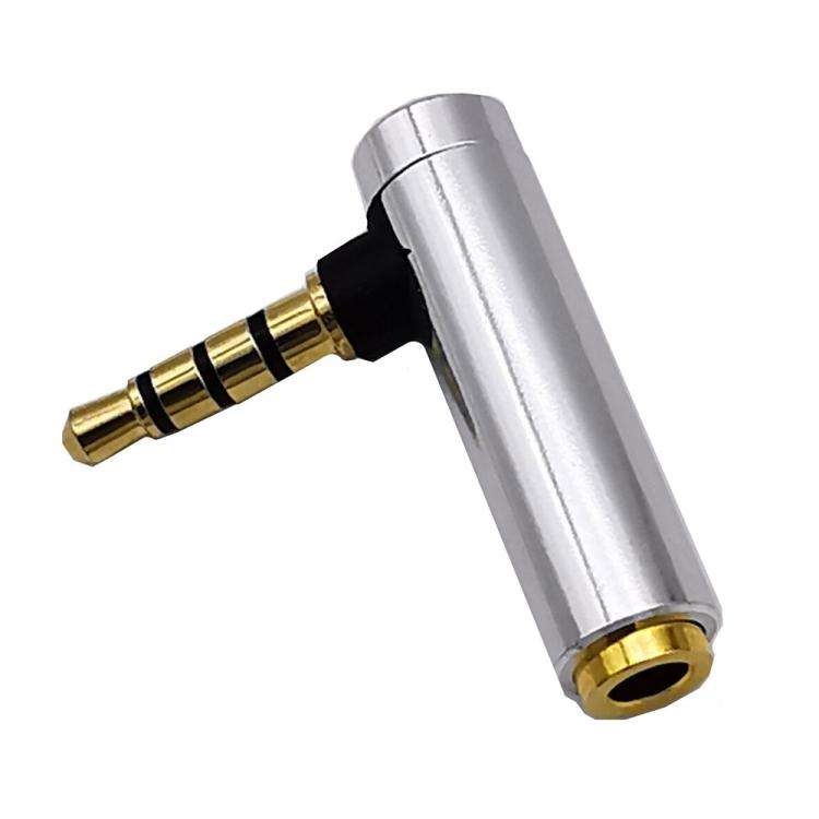 JUNSUNMAY 90 Degree Right Angle 3.5mm TRRS Male to Female Audio Adapter Connector(Silver)