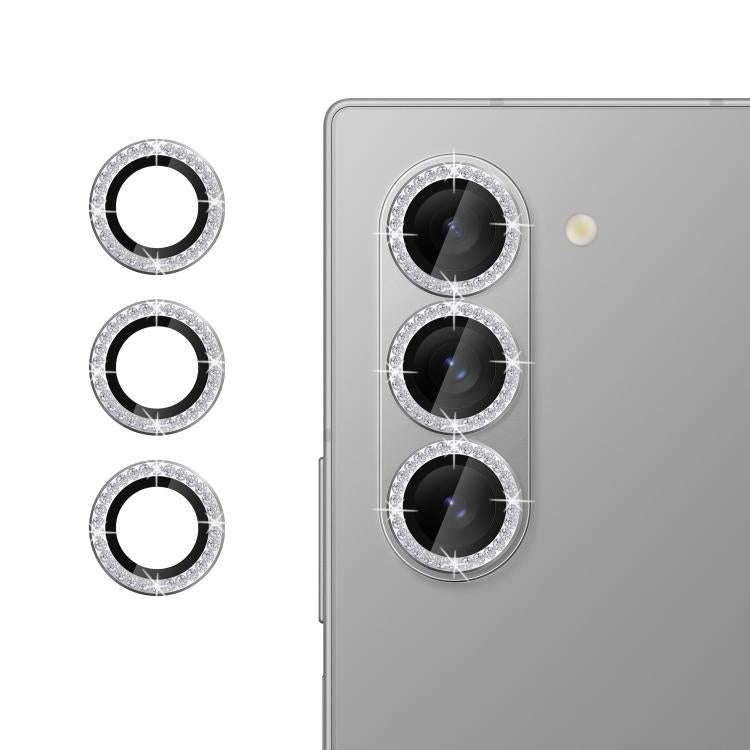 For Samsung Galaxy Z Fold7 5G Kalebol Individual Camera Lens Diamond Ring Protector(Silver)