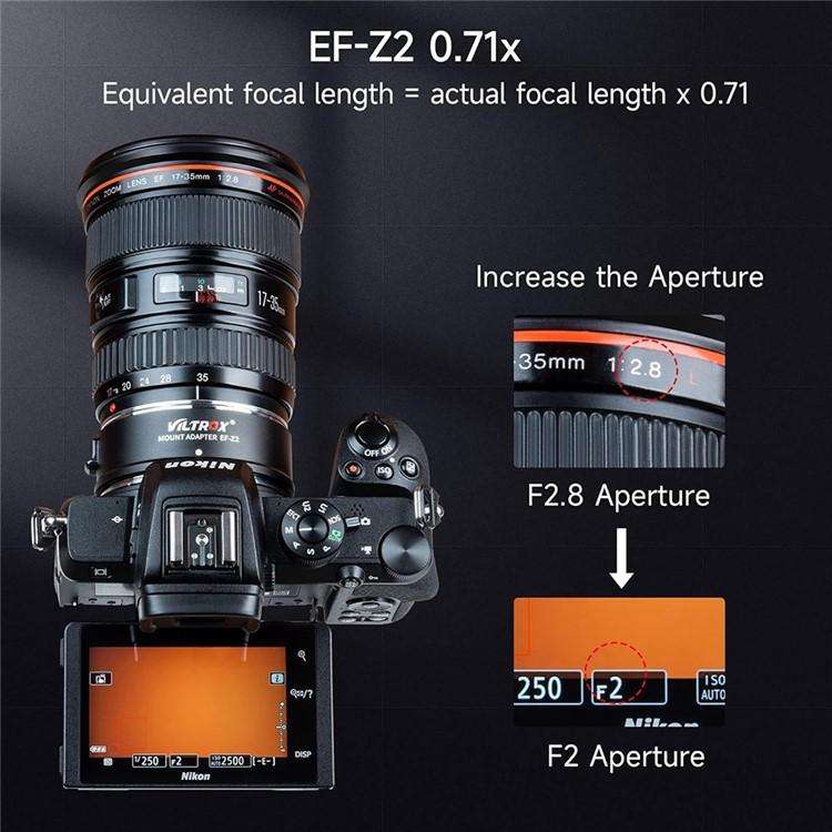 VILTROX EF-Z2 0.71X Auto Focus Camera Lens Mount Adapter For Canon EF to Nikon Z Mount
