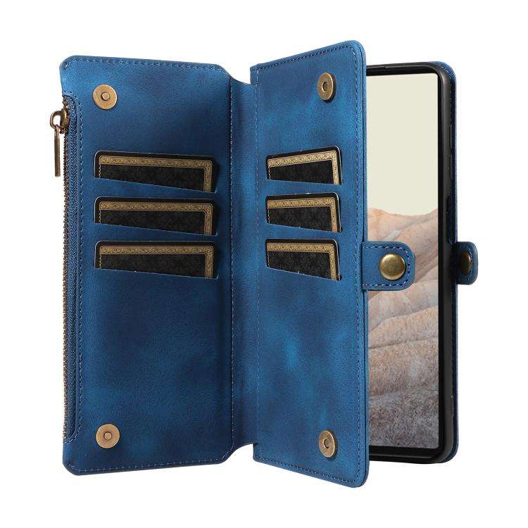 For Google Pixel 6 Fantasy Multifunctional Zipper Wallet Leather Phone Case(Blue)
