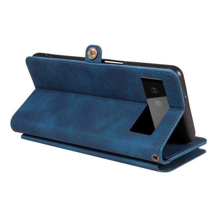 For Google Pixel 6 Fantasy Multifunctional Zipper Wallet Leather Phone Case(Blue)