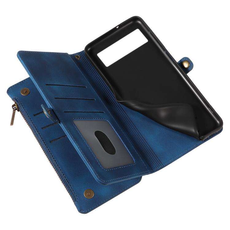 For Google Pixel 6 Fantasy Multifunctional Zipper Wallet Leather Phone Case(Blue)