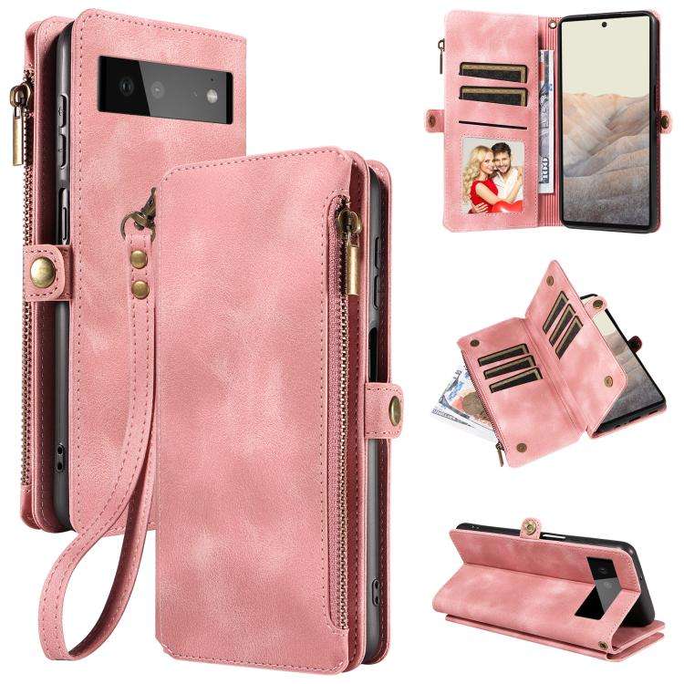 For Google Pixel 6 Fantasy Multifunctional Zipper Wallet Leather Phone Case(Pink)