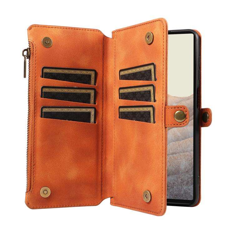 For Google Pixel 6 Fantasy Multifunctional Zipper Wallet Leather Phone Case(Orange)