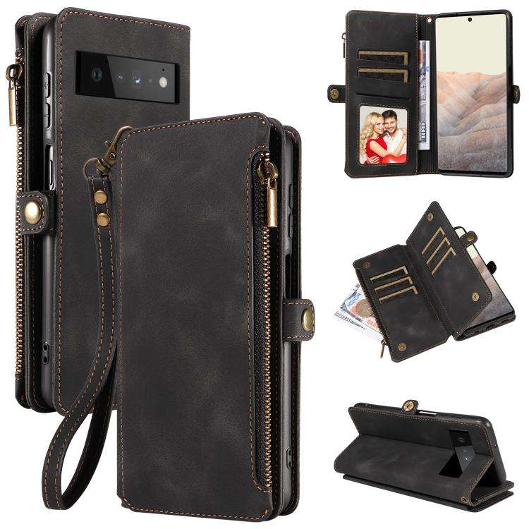 For Google Pixel 6 Pro Fantasy Multifunctional Zipper Wallet Leather Phone Case(Black)