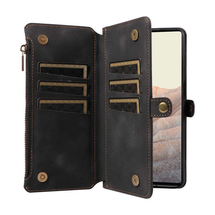 For Google Pixel 6 Pro Fantasy Multifunctional Zipper Wallet Leather Phone Case(Black)