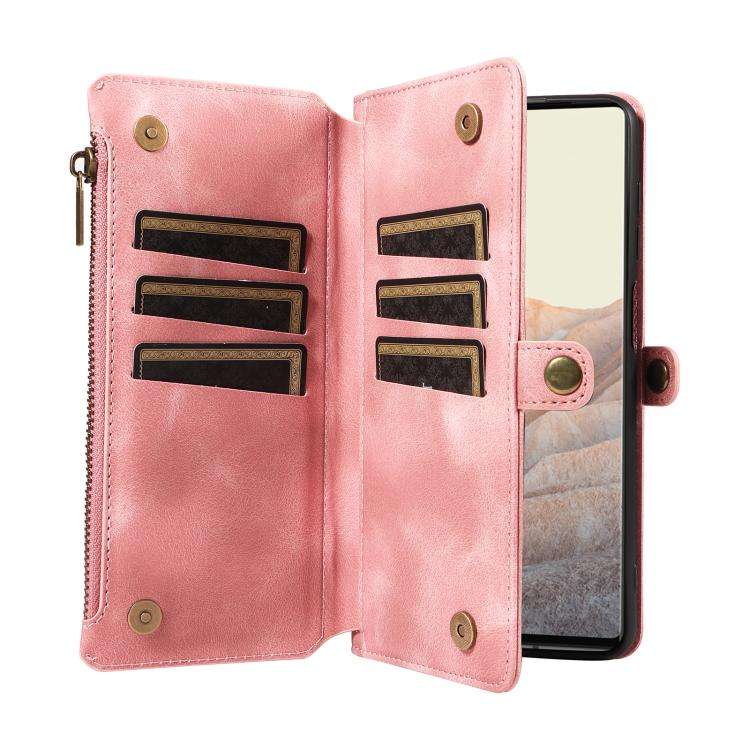 For Google Pixel 6 Pro Fantasy Multifunctional Zipper Wallet Leather Phone Case(Pink)