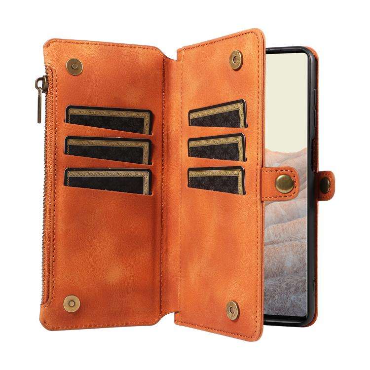 For Google Pixel 6 Pro Fantasy Multifunctional Zipper Wallet Leather Phone Case(Orange)