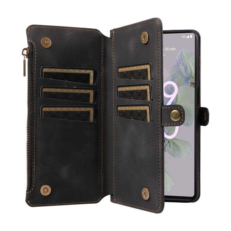 For Google Pixel 6a Fantasy Multifunctional Zipper Wallet Leather Phone Case(Black)
