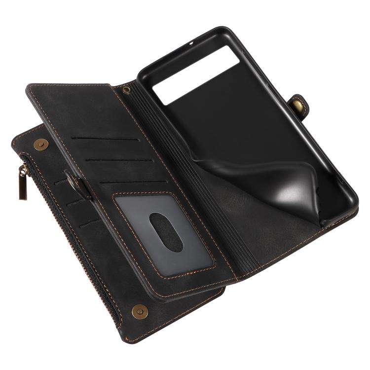 For Google Pixel 6a Fantasy Multifunctional Zipper Wallet Leather Phone Case(Black)
