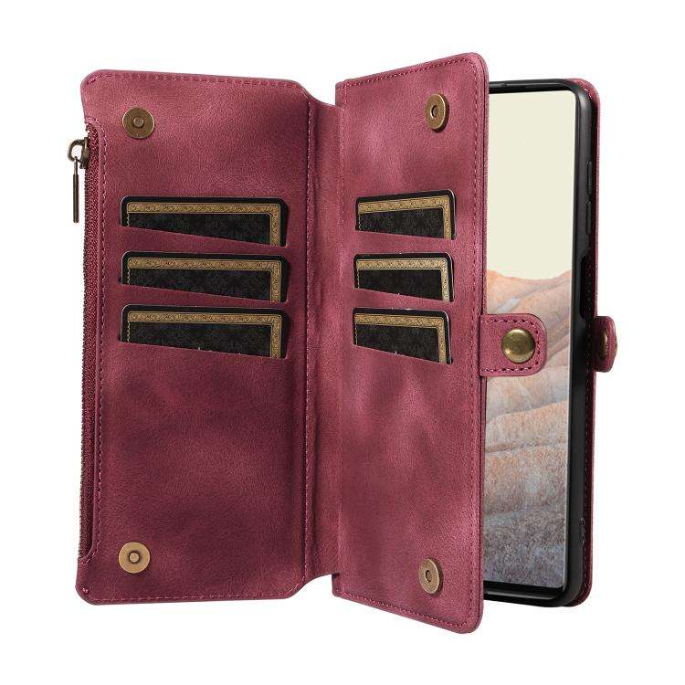 For Google Pixel 6a Fantasy Multifunctional Zipper Wallet Leather Phone Case(Purple)