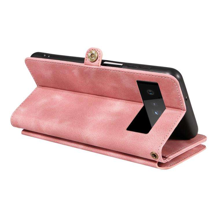 For Google Pixel 6a Fantasy Multifunctional Zipper Wallet Leather Phone Case(Pink)
