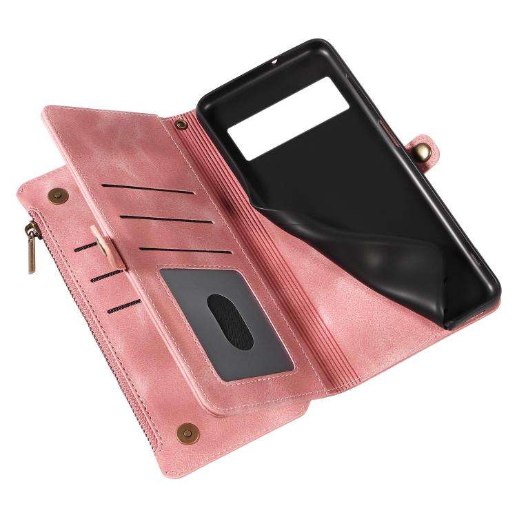 For Google Pixel 6a Fantasy Multifunctional Zipper Wallet Leather Phone Case(Pink)