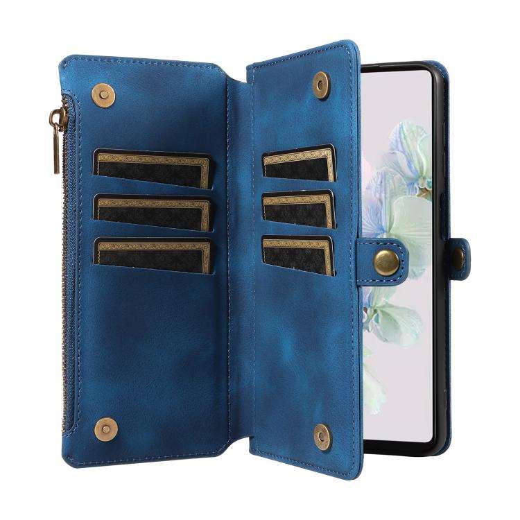 For Google Pixel 7 Fantasy Multifunctional Zipper Wallet Leather Phone Case(Blue)