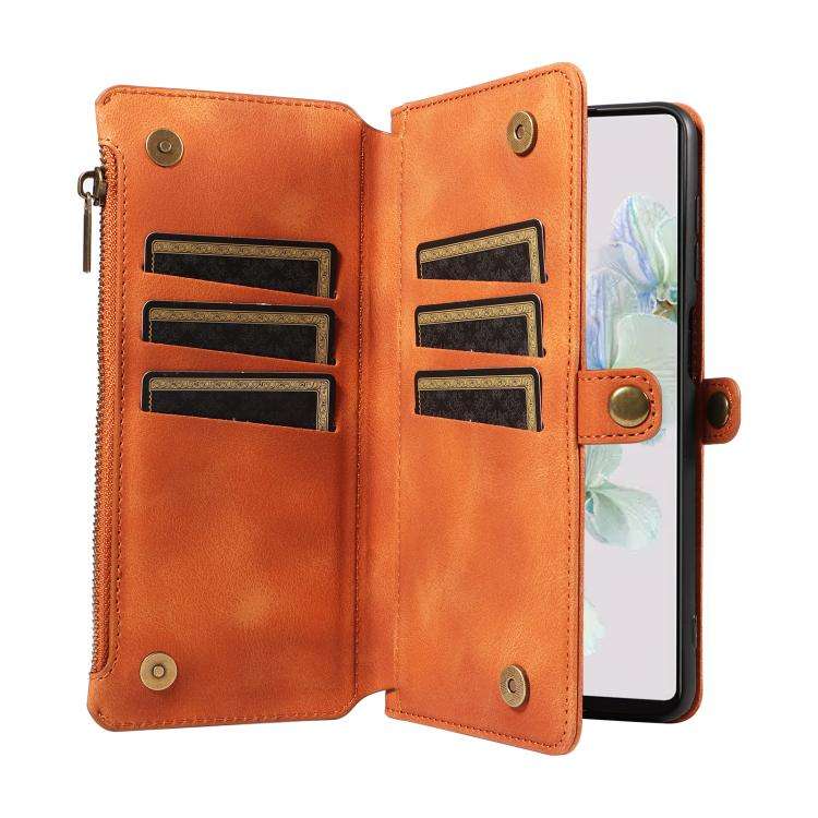 For Google Pixel 7 Fantasy Multifunctional Zipper Wallet Leather Phone Case(Orange)
