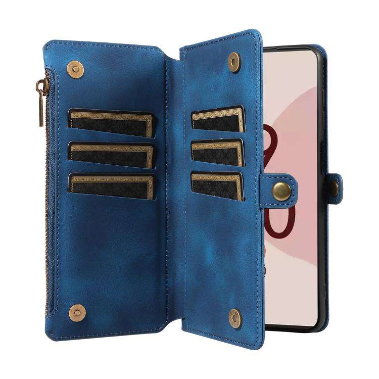 For Google Pixel 7 Pro Fantasy Multifunctional Zipper Wallet Leather Phone Case(Blue)