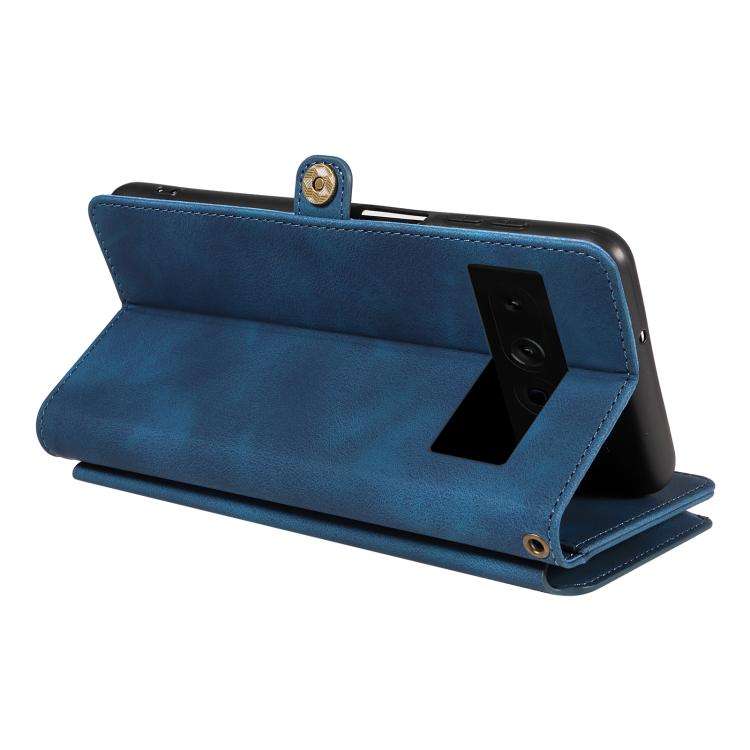 For Google Pixel 7 Pro Fantasy Multifunctional Zipper Wallet Leather Phone Case(Blue)