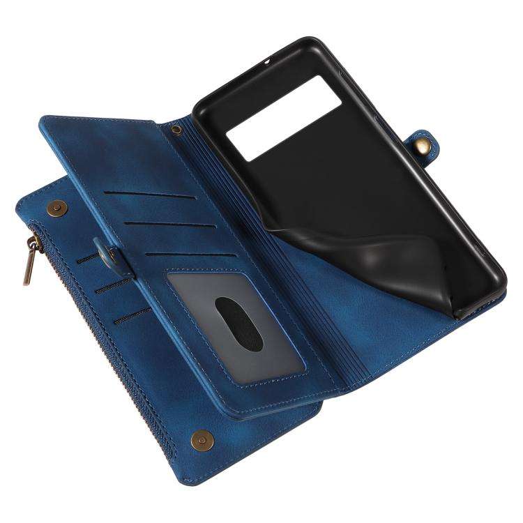 For Google Pixel 7 Pro Fantasy Multifunctional Zipper Wallet Leather Phone Case(Blue)