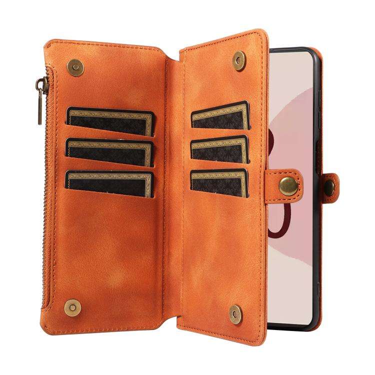 For Google Pixel 7 Pro Fantasy Multifunctional Zipper Wallet Leather Phone Case(Orange)