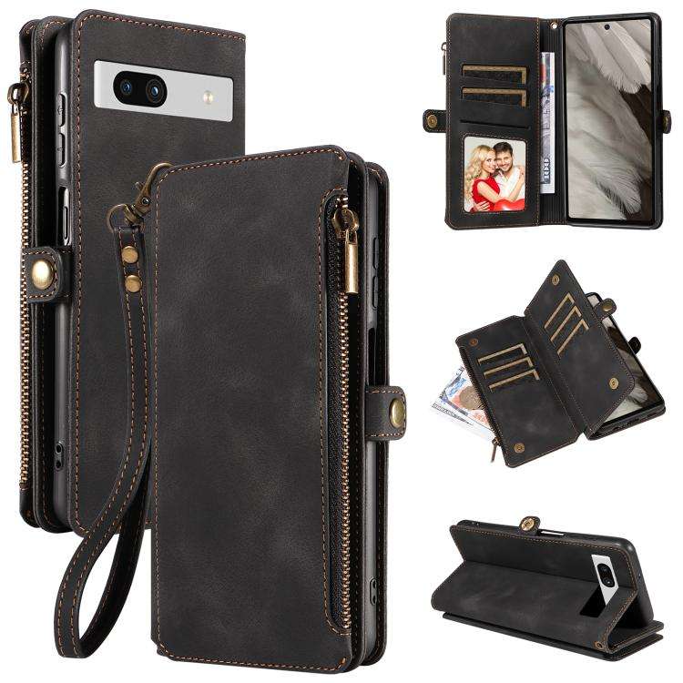 For Google Pixel 7a Fantasy Multifunctional Zipper Wallet Leather Phone Case(Black)