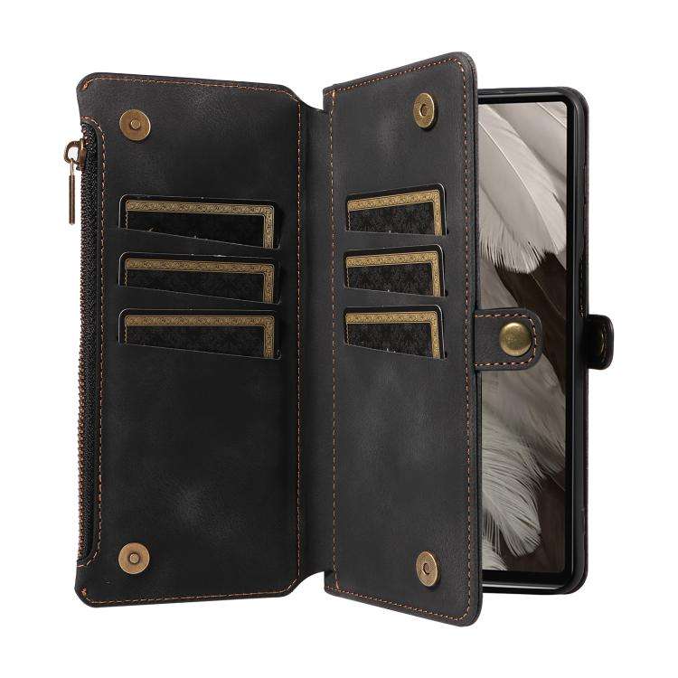 For Google Pixel 7a Fantasy Multifunctional Zipper Wallet Leather Phone Case(Black)