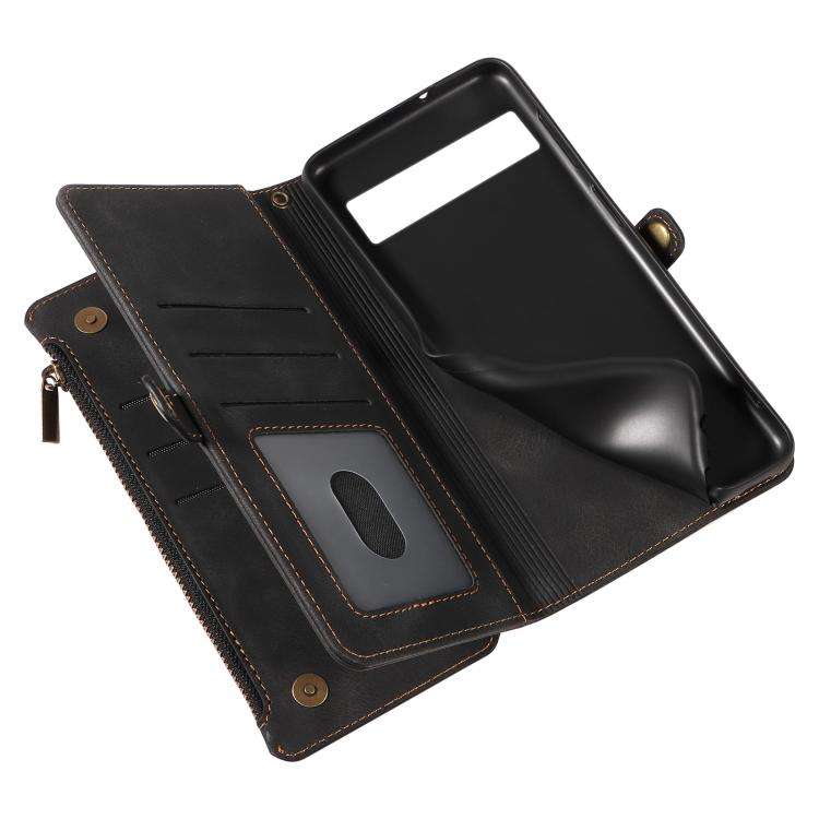 For Google Pixel 7a Fantasy Multifunctional Zipper Wallet Leather Phone Case(Black)