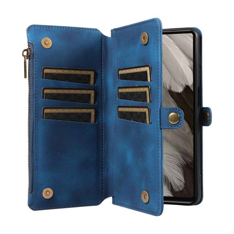 For Google Pixel 7a Fantasy Multifunctional Zipper Wallet Leather Phone Case(Blue)