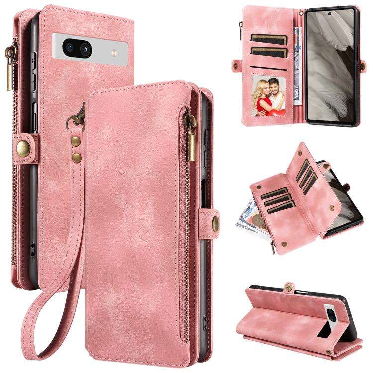 For Google Pixel 7a Fantasy Multifunctional Zipper Wallet Leather Phone Case(Pink)