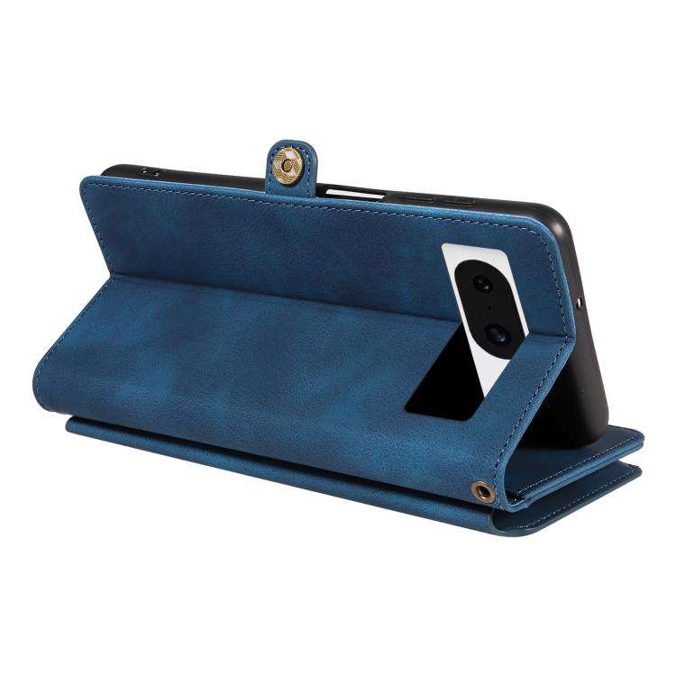 For Google Pixel 8 Fantasy Multifunctional Zipper Wallet Leather Phone Case(Blue)
