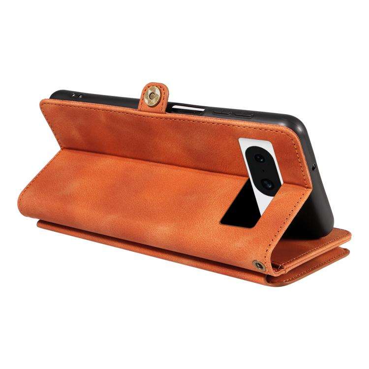For Google Pixel 8 Fantasy Multifunctional Zipper Wallet Leather Phone Case(Orange)