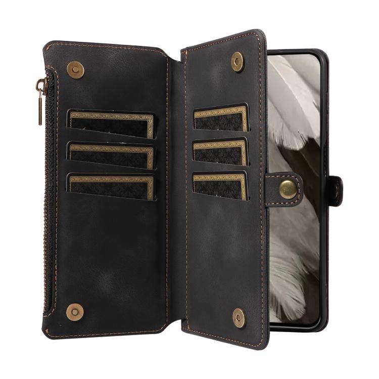 For Google Pixel 8 Pro Fantasy Multifunctional Zipper Wallet Leather Phone Case(Black)