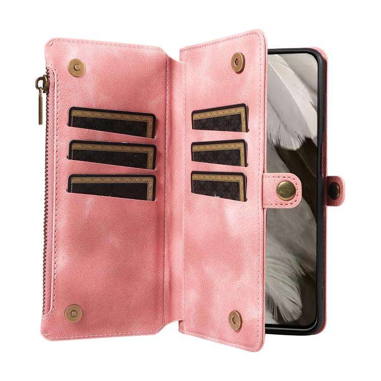 For Google Pixel 8 Pro Fantasy Multifunctional Zipper Wallet Leather Phone Case(Pink)