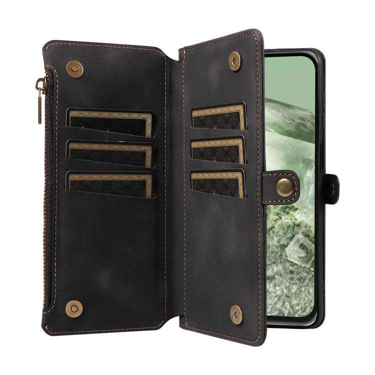 For Google Pixel 8a Fantasy Multifunctional Zipper Wallet Leather Phone Case(Black)