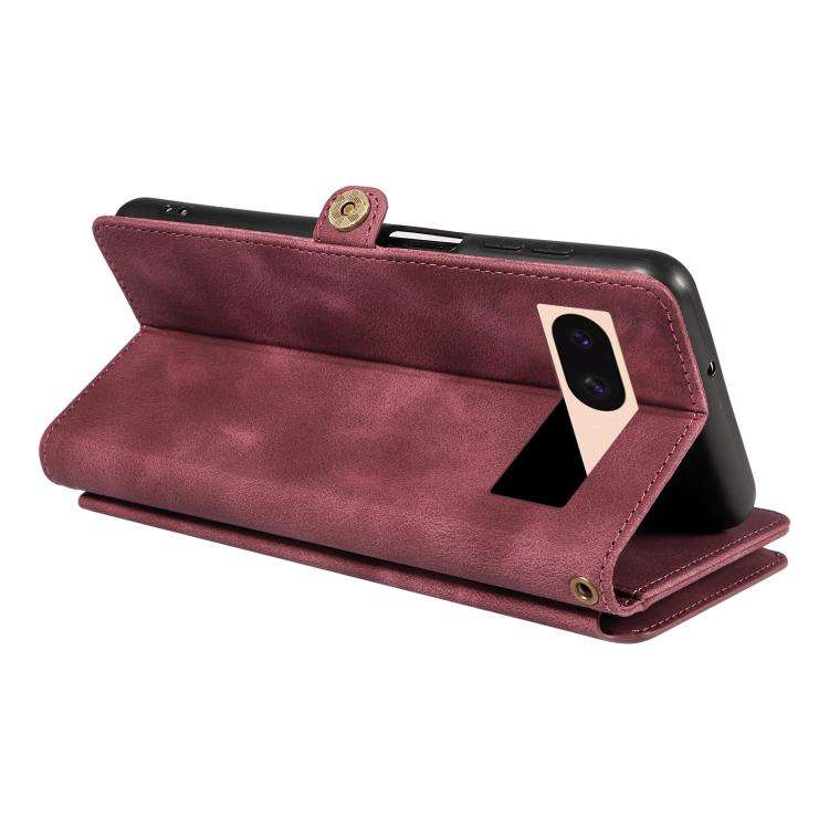 For Google Pixel 8a Fantasy Multifunctional Zipper Wallet Leather Phone Case(Purple)