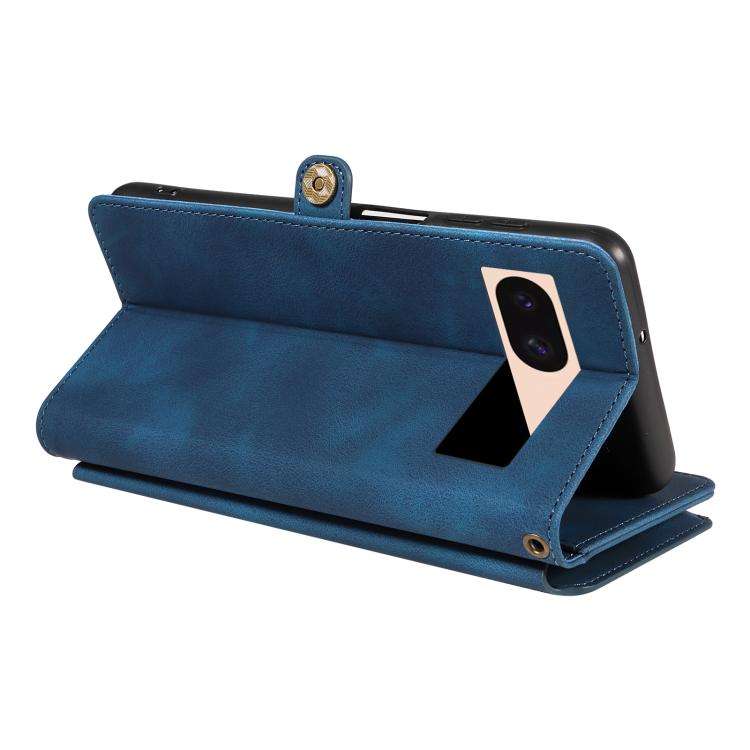 For Google Pixel 8a Fantasy Multifunctional Zipper Wallet Leather Phone Case(Blue)