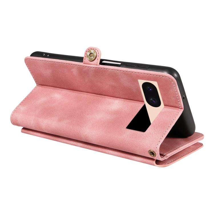 For Google Pixel 8a Fantasy Multifunctional Zipper Wallet Leather Phone Case(Pink)