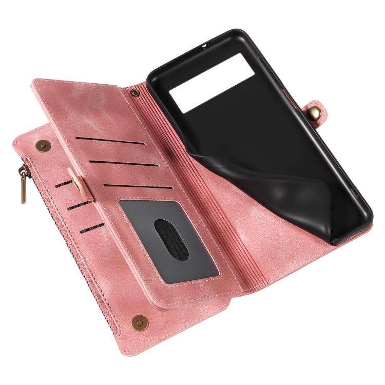 For Google Pixel 8a Fantasy Multifunctional Zipper Wallet Leather Phone Case(Pink)