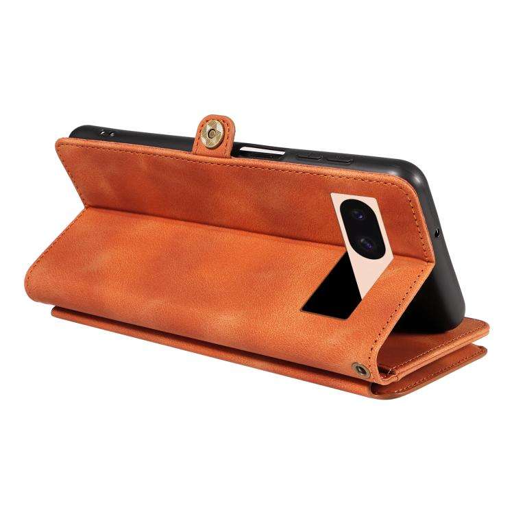 For Google Pixel 8a Fantasy Multifunctional Zipper Wallet Leather Phone Case(Orange)