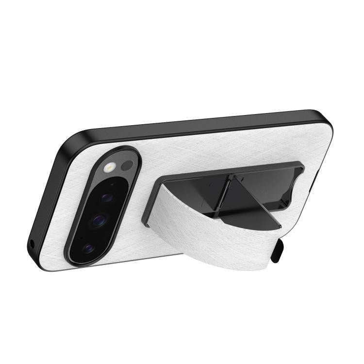 For Google Pixel 10 / 10 Pro Electroplating Wristband Holder Brushed Texture Phone Case(White)