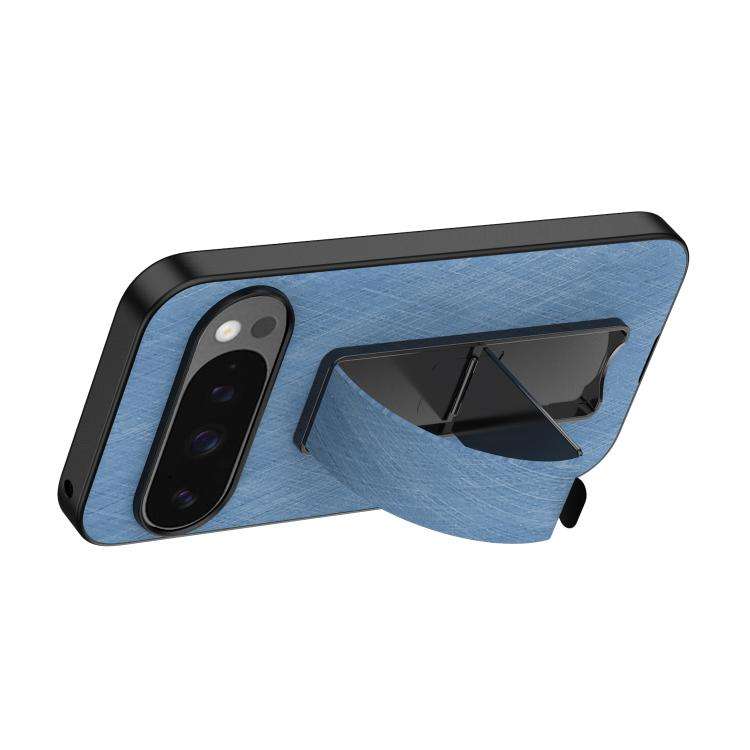 For Google Pixel 10 / 10 Pro Electroplating Wristband Holder Brushed Texture Phone Case(Blue)
