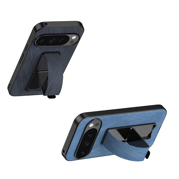 For Google Pixel 10 / 10 Pro Electroplating Wristband Holder Brushed Texture Phone Case(Blue)